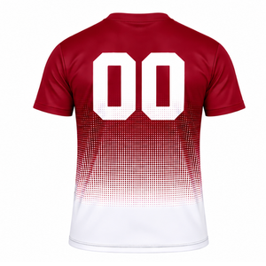 Maroon and <b>White</b> Gradient Sublimation T <b>Shirt</b> <b>Men</b> <b>Short</b> <b>Sleeve</b> Crew Neck Custom Printed Sports Training Performance Athletic - Product Image 2