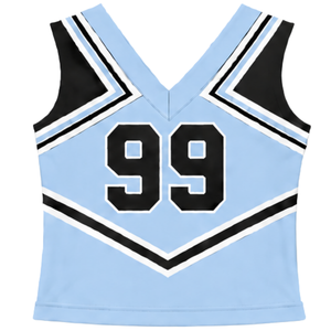 Haut d'uniforme de cheerleading bleu ciel sans manches à col en V pour femmes et filles, idéal pour la performance, la danse d'équipe, l'entraînement et la compétition - Product Image 2