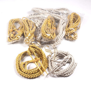 Aiguillettes dorées de haute qualité avec étiquettes pour uniformes d'amiral, vente en gros d'aiguillettes d'épaule pour uniformes avec embouts - Product Image 4