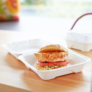 Nouvelle boîte à lunch biodégradable en bagasse 6x6 pouces, barquette alimentaire jetable pour hamburgers, sandwichs et repas, emballage pour café et restauration - Product Image 1
