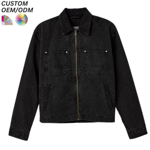 Veste en jean unisexe personnalisée, style vintage, décontractée et habillée, respirante, délavage foncé, automne/hiver, 100% coton, support OEM/ODM, vente en gros - Product Image 6