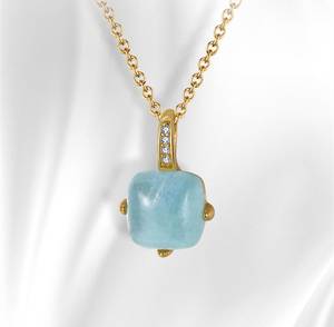 Collar de aguamarina auténtica, plata de ley S925, chapado en oro de 14 quilates, colgante con piedra de nacimiento de marzo, regalo para ella - Product Image 4
