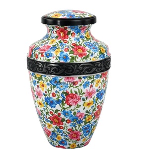 Urna Funeraria de Lujo con Diseño Floral de 11 Pulgadas, Urna Conmemorativa Personalizada con Estampado de Flores Coloridas, Urna Grande de Metal para Cenizas, Recuerdo Decorativo - Product Image 2