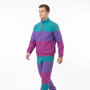 Unisex Customizable Quick Dry Nylon 2 Piece Tracksuit Hooded Zip up Windbreaker <b>Jacket</b> Pants Color Block Reflective Striped - Product Image 2