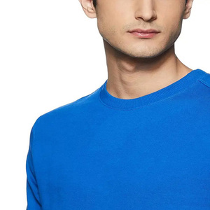 Sweat-shirts décontractés pour hommes, couleur bleue, en molleton de coton, vente en gros, basiques, respirants, col rond - Product Image 5