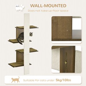 Centro Attività per Gatti a 4 Livelli da Parete con Tiragraffi e Cuscini Naturali (Confezione da 1) - Product Image 4