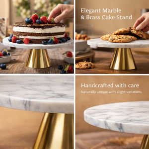 ขาตั้งเค้กหินอ่อนสีเขียว Spruce Exports พร้อมฐานสีทองหรูหรา เป็นมิตรกับสิ่งแวดล้อมและทำด้วยมือ ใช้กับไมโครเวฟได้ เหมาะสำหรับเสิร์ฟขนมหวาน - Product Image 5