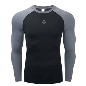 Haut de sport unisexe personnalisé anti-UV, en Spandex/Polyester, à manches longues, séchage rapide, respirant, avec logo frontal - Product Image 1