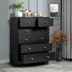 Modern Simple 6 Drawer Dresser in Black Color - Product Image 2