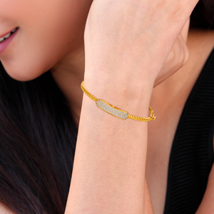 Elegant Pavé Diamond Bar Gold <b>Bangle</b> <b>Bracelet</b> for Women | Twisted Gold Diamond <b>Bangle</b> | Modern Luxury Fine Jewelry - Product Image 3