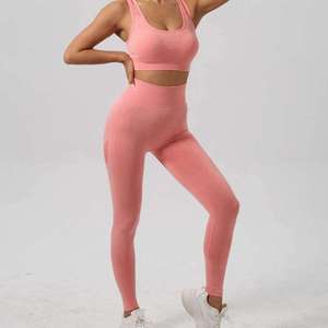 2026 Wholesale Women's High Waist Spandex Gym Fitness Leggings Sports Suits Seamless Quick Dry Yoga Set - Product Image 5