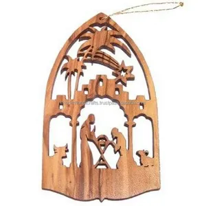 Grande scène de la Nativité en bois découpée au laser, ornement d'arbre de Noël personnalisé pour maison de vacances et décorations festives - Product Image 2