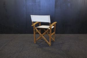 Modern <b>Teak</b> Wood Folding Director <b>Chair</b> with Outdoor Fabric Seat and Back for Villa Garden Use Model CHA40 - Product Image 4