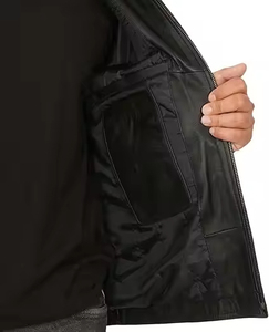 Chaqueta de Cuero para Motociclista, de Piel Vacuna Auténtica Negra, al por Mayor |   Chaqueta de invierno con cuello vuelto estilo cremallera de ZOHAN CREATIONS - Product Image 6