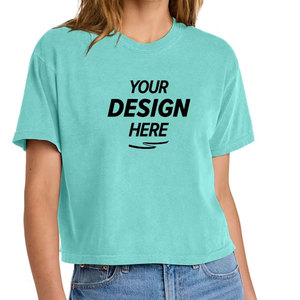 High Quality <b>Crop</b> Tee Mockup Boxy Fit Female Model Summer Cropped T-Shirt Digital Logo - Product Image 1