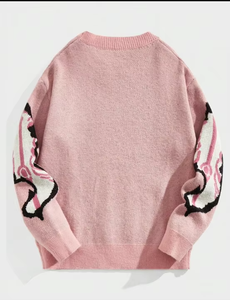 Suéter de algodón 100% para hombre, estilo Hip Hop, con letras, cuello redondo, tejido, rosa y blanco, personalizado, OEM, ODM, venta al por mayor, transpirable - Product Image 2