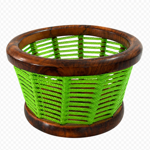 Premium Indian Rosewood Handwoven Rope Basket | Eco-Friendly Durable Large Capacity Fruit Storage Organizer Bowl for Home - Product Image 1