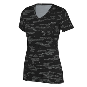 Camiseta de Manga Corta con Cuello en V para Hombre, Diseño de Camuflaje Negro, Secado Rápido, Transpirable, Estilo Urbano, Corte Ajustado, Tejido de 280 Gramos, 100% Algodón - Product Image 2