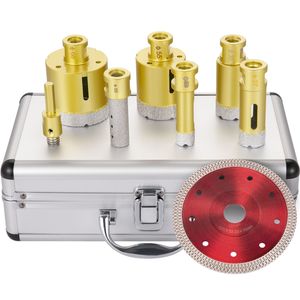Kit di 7 Punte Diamantate per Trapano 20/27/35/55/68mm, Sega a Tazza per Piastrelle con Segmento Diamantato da 0,59in/15mm Brasato Sottovuoto - Product Image 1