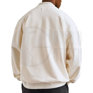Oversized <b>Mock</b> <b>Neck</b> Sweatshirt Men Women Heavyweight Fleece Pullover Cream Beige Casual Streetwear Loose Fit <b>Top</b> - Product Image 5