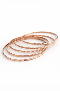 Hammered Pure <b>Copper</b> Bangle Set Boho Stackable <b>Bracelets</b> Handmade Artisan Jewelry for Everyday Wear Casual Style - Product Image 6