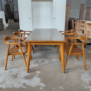 Ensemble de table et de chaises à manger en bois écologique minimaliste moderne, meubles de salle à manger rectangulaires pour la maison, l'appartement, la villa, l'hôtel - Product Image 2
