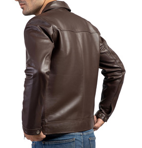 Chaqueta bomber clásica para motociclistas de primera calidad con cuello polo genuino para hombre - Product Image 2