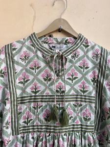 Vestido Largo Bohemio de Talla Grande con Estampado Floral para Mujer, de Algodón con Estampado de Bloques y Bordado, Casual, para Verano - Product Image 3