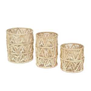 Natural <b>Rattan</b> Woven Tealight Candle Holders Pack 3 Rustic Vintage Seagrass Votive Holders for <b>Dining</b> <b>Table</b> Storage Baskets - Product Image 3