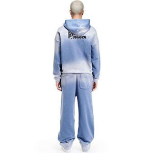 Survêtement polaire 2 pièces grande taille en coton 100 % écologique pour l'hiver, avec sweat à capuche respirant et imprimé décontracté - Product Image 2