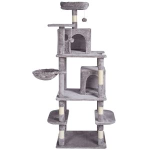 Torre per Gatti da Interno 174 cm con 2 Cuccette, Tiragraffi in Sisal, Amaca, Piattaforme Salto e Ampia Struttura in Legno - Product Image 1