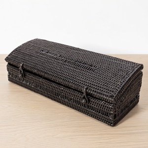 Tea presentation caddy lid basket weave rattan compartment box <b>sugar</b> <b>packet</b> container boxes - Product Image 6