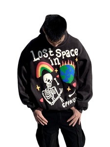 Sweat à capuche homme style urbain avec logo en relief, imprimé mousse, crâne arc-en-ciel, léger, pull d'hiver - Product Image 2