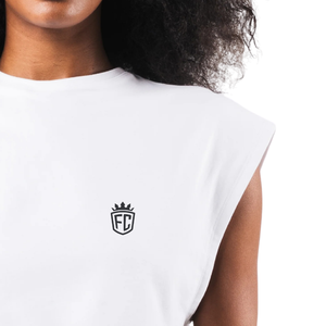 Camiseta Deportiva Corta de Felpa para Mujer, Blanca, Estructurada, Sin Mangas, para Gimnasio, Entrenamiento, Yoga, Ejercicio Físico - Product Image 5