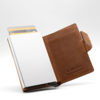 [Barang Murah] Dompet Kartu RFID Kulit Crazy Horse Vintage Castello Berkualitas Tinggi, Dompet Pintar Pria Tipis Terbuka 9 Warna