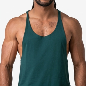 Camiseta sin mangas de punto acanalado verde para hombre, 100% poliéster, transpirable, cuello redondo, color liso, estilo casual urbano, con logo frontal - Product Image 4