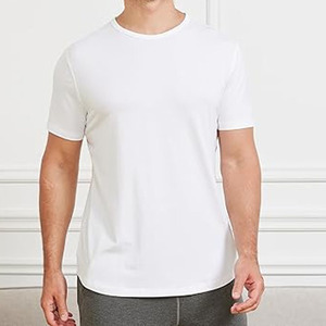 Camisetas de cuello redondo para hombre, camisetas de algodón suaves y transpirables con cuello redondo, camisetas lisas con cuello redondo para hombre, camisetas informales cómodas y ajustadas - Product Image 4