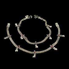 Nouvelles chaînes de cheville en argent faites à la main avec pierres précieuses rouges, bijoux élégants pour les pieds, pour femmes et filles, à porter lors de fêtes de mariage - Product Image 2