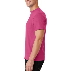Camiseta de algodón de manga corta con cuello redondo y corte regular para hombre, color rosa sólido, para uso casual. - Product Image 4