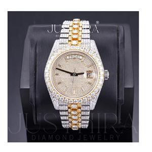 Unique Design Custom Logo Moissanite Diamond Watch High End Luxury <b>Wristwatch</b> with Stone Setting for Unisex Available For Sale - Product Image 1