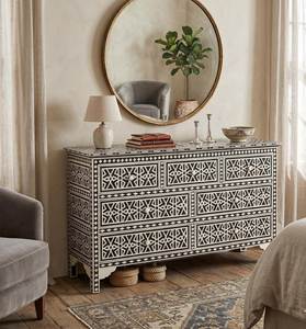 Aparador con Cajones en Forma de U con Incrustaciones de Hueso de Madera, Diseño Personalizable para Muebles de Sala de Estar, Hotel o Casa de Campo - Product Image 5