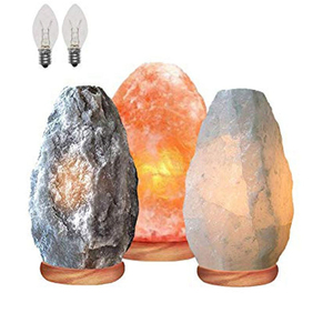 Himalayan Grey Rock Salt Lamp with <b>Dimmer</b> Switch Natural Carved Wooden Base Wholesale Natural Crafts Gray Salt Table Lamp - Product Image 2