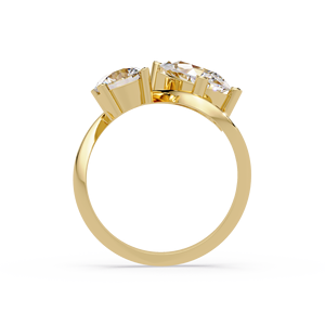 Fine Jewelry Art deco toi et moi diamond <b>Ring</b> 14K Gold 2.00 ct Pear Cut Round Lab Grown Diamond IGI CERTIFIED For Wedding <b>Ring</b> - Product Image 3