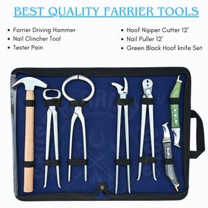 Kit de Herramientas para Herrador con Cortaúñas para Cascos, Clavador Curvo, Probador de Cascos, Extractor de Clavos para Herraduras y Martillo de Conducción de Acero Inoxidable - Product Image 2
