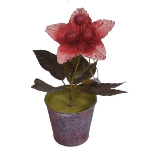 Pot de fleurs et de feuilles de couleur naturelle, art métallique moderne fait à la main, décoration murale pour la maison et le jardin, décoration extérieure - Product Image 2