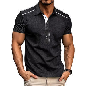 Nouvelle chemise décontractée boutonnée pour homme, à manches courtes, col à revers, en tissu tricoté imprimé uni et respirant, collection été 2026 - Product Image 5