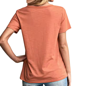 เสื้อยืดครอปท็อปสไตล์วินเทจสำหรับฤดูร้อน ล้างสีแบบทำเก่า สำหรับผู้หญิง ขายส่ง เสื้อยืดคอกลมแบบสั่งทำสำหรับผู้หญิง ขนาด OEM - Product Image 2