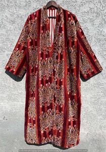 Kimono Largo con Estampado Floral para Mujer, Manga Larga, Suave, para Invierno, Estilo Casual, 100% Algodón, Cierre con Cordón, Transpirable - Product Image 4