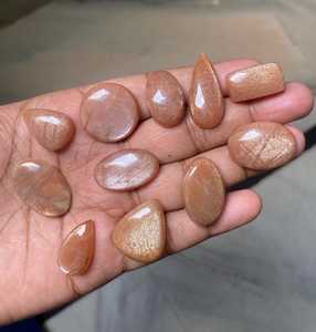 Premium Natural Sunstone Mixed Shapes (Round Brilliant/Oval/<b>Cushion</b>/Pear Cut) Cabochon Gemstones Customizable Sizes (5-10mm) - Product Image 6