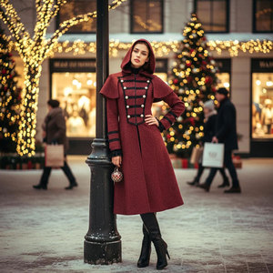 Veste de pirate vintage pour femme, style steampunk gothique, manteau long à capuche, style victorien, hiver - Product Image 6